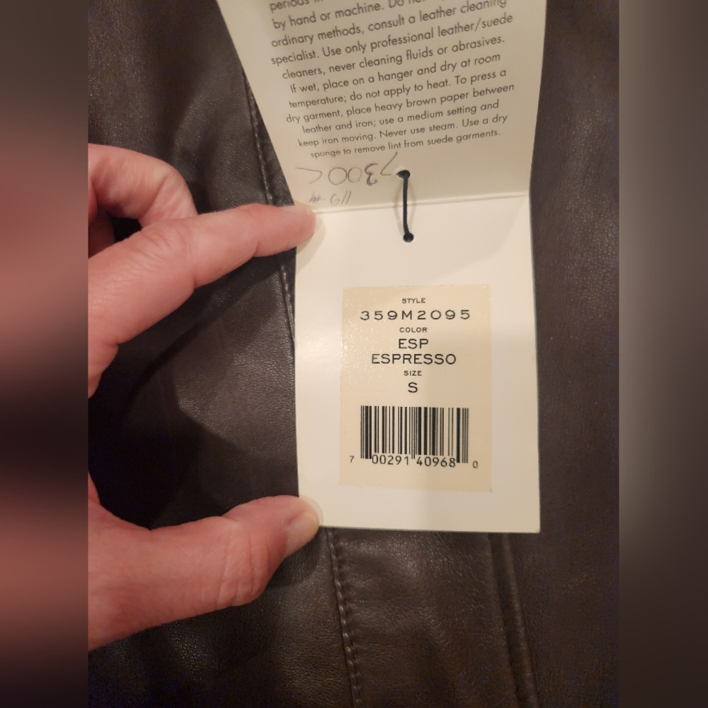 Cole Haan Women's Wing Collar Leather Jacke - Brown (Sz Small) - Picture 5 of 9